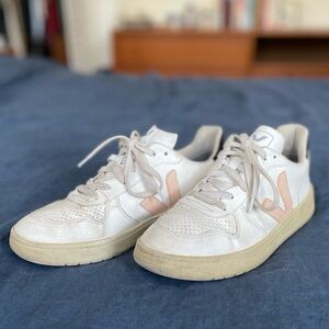 Veja Leather Sneakers, pink and black accents